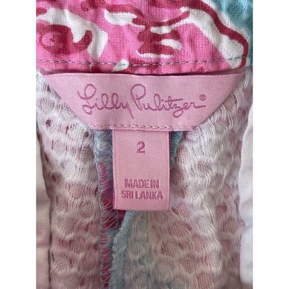 Lilly Pulitzer Women's Floral Shorts Size 2 Blue & Pink Pockets Cotton - Picture 5 of 10
